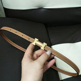 Hermes Belt Top version High Quality Women's Belt First Layer Calfskin Double-Sided Letters h Buckle Casual All-Match Belt1.5cm