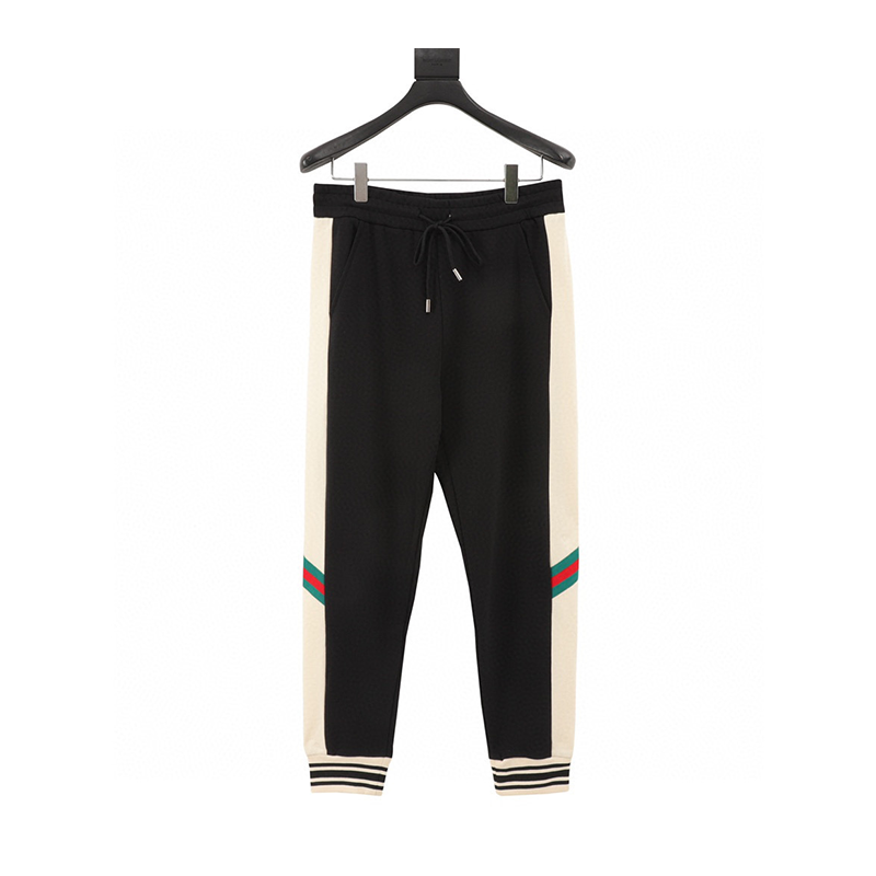 Gucci Sweatpants Embroidered Stripes Contrast Color Trousers Same Style for Men and Women