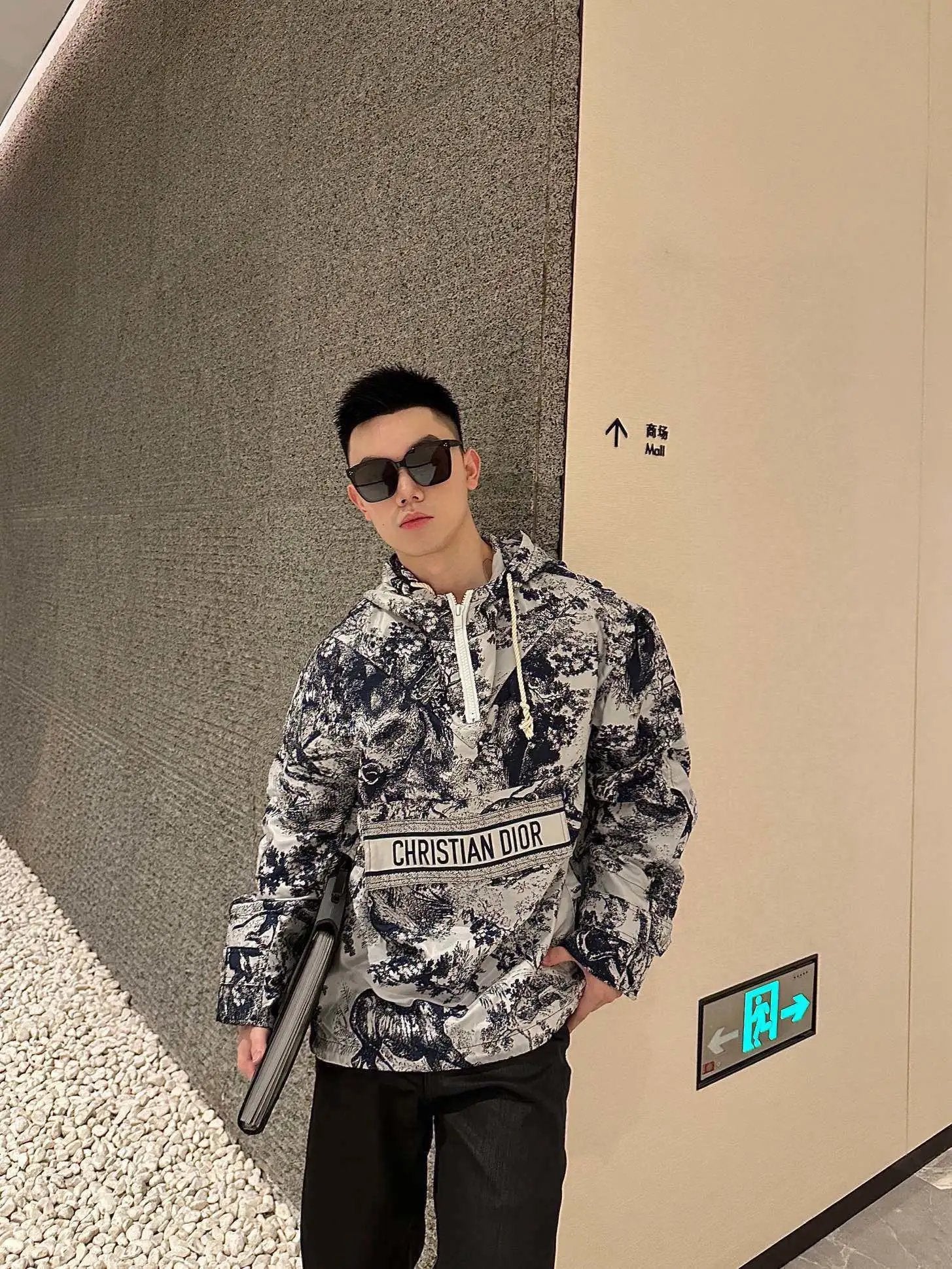 Dior Jackets Full Print Old Flower Rui Jungle Animal Series Hooded Windbreaker Waterproof Half-Zip Jacket Unisex