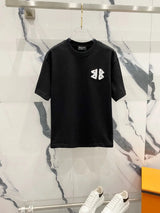 Balenciaga T-shirt Patchwork Color Block Embroidery BB Letters LOGO Logo Crew Neck Short Sleeve25ss New pure cotton T Unisex T-Shirt OS Loose Fit Base Shirt Top T-Shirt Short Sleeve