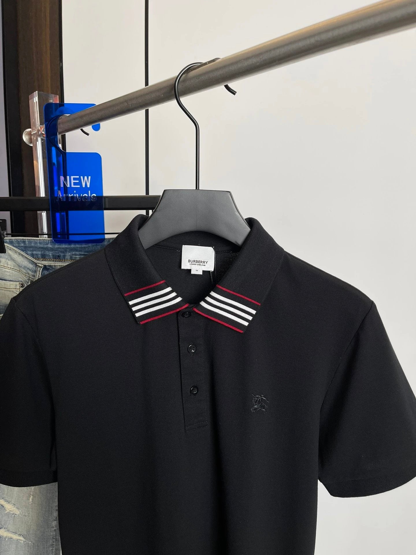 Burberry T-shirt Striped Neckline POLO Short Sleeve Turn-down Collar Shirt Unisex Summer Solid Color Loose Fit T Business Commuter Short Sleeve Shirt Plus Size