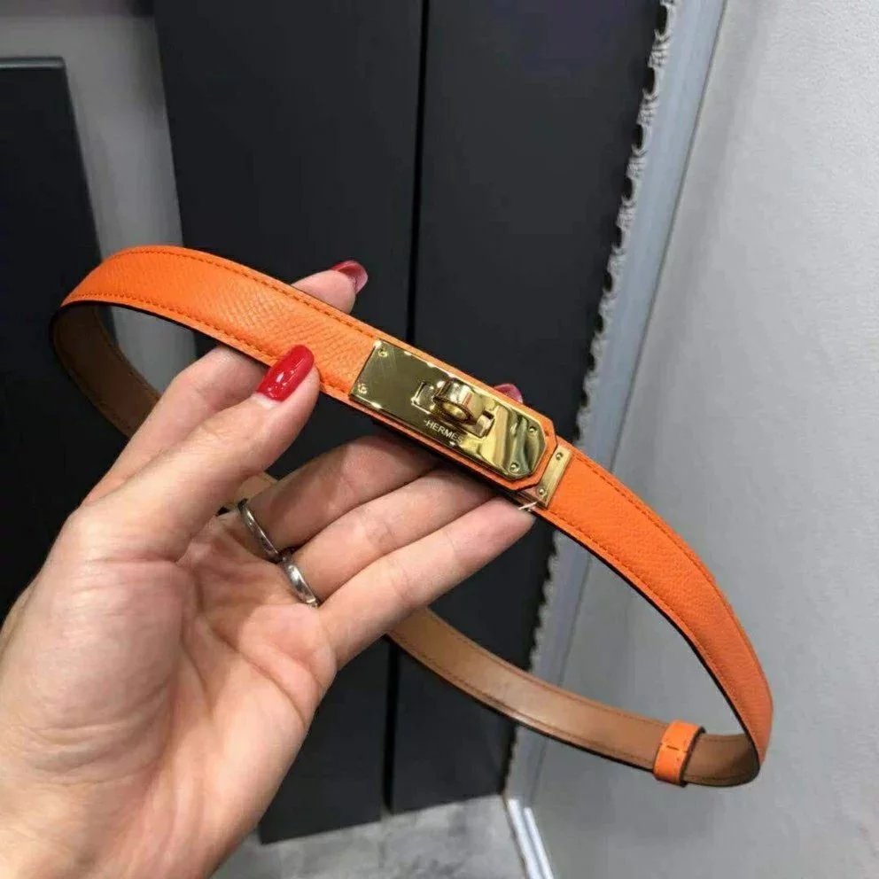 Hermes Belt Top version New Full Set Belt Women's First Layer Cowhide Leather Casual All-Matching Fashion Belt Kelly Women's Thin Belt