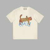 Gucci T-shirt Front Small Leopard Print logo round Neck Short Sleeve25ss New pure cotton T Unisex T-Shirt OS Loose Fit Base Shirt Top Half Sleeve T-Shirt