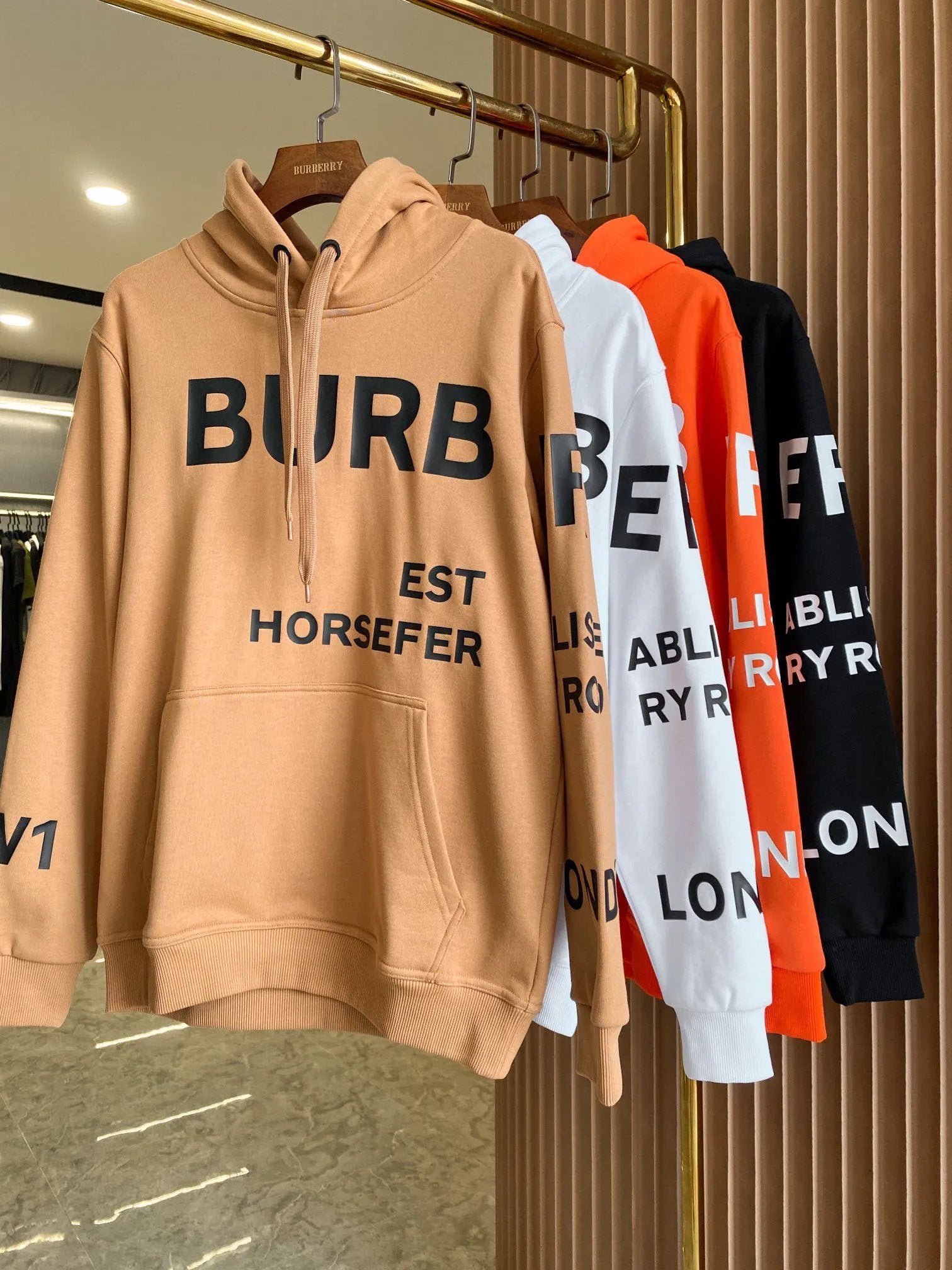 Burberry Hoodie Horseferry Bullet Screen Print Cotton Loose Hoodie Unisex Sweatshirt Jacket