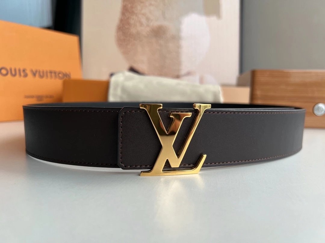 Louis Vuitton LV Belt Top version 【Counter Quality】The Most New Belt4.0cm Men's Belt Metal Buckle Men's Leather Belt with Classic Presbyopic Checkerboard Plaid Belt with Genuine Goods Packaging in and out of the Counter No Problem Versatile Casual Fashion