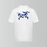 Arc'teryx T-shirt Back Bird Pattern White Ink Graffiti Print logo round Neck Short Sleeve25ss New Pure Cotton Unisex Style T Casual T-Shirt Base Layer Shirt OS Loose Fit Half Sleeve Top Plus Size
