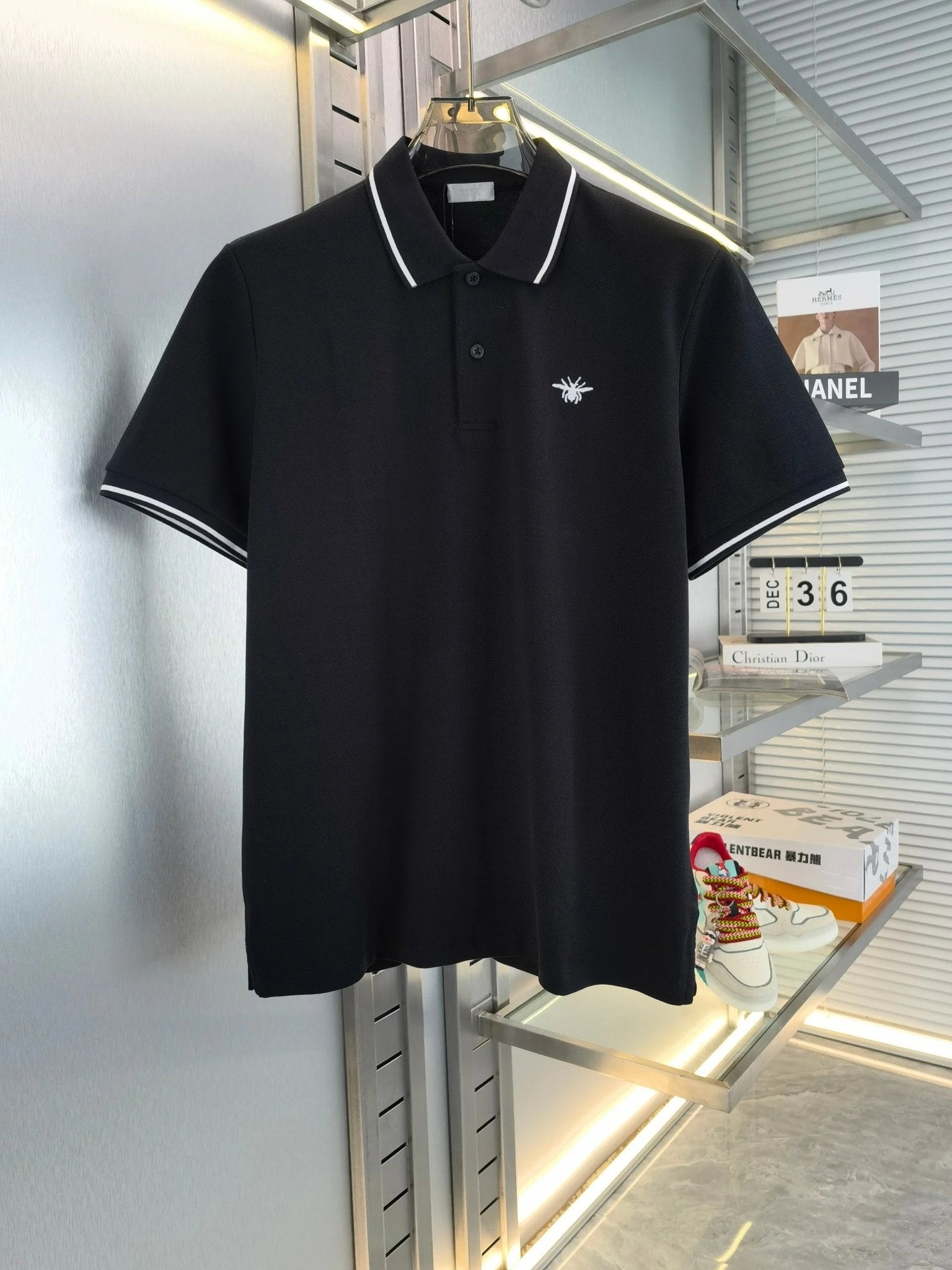 Dior T-shirt Small Insect on Chest logo Embroidery POLO Shirt Lapel Short Sleeve25ss New Unisex Summer Short Sleeve OS Loose T Business Half Sleeve Shirt Plus Size T-Shirt