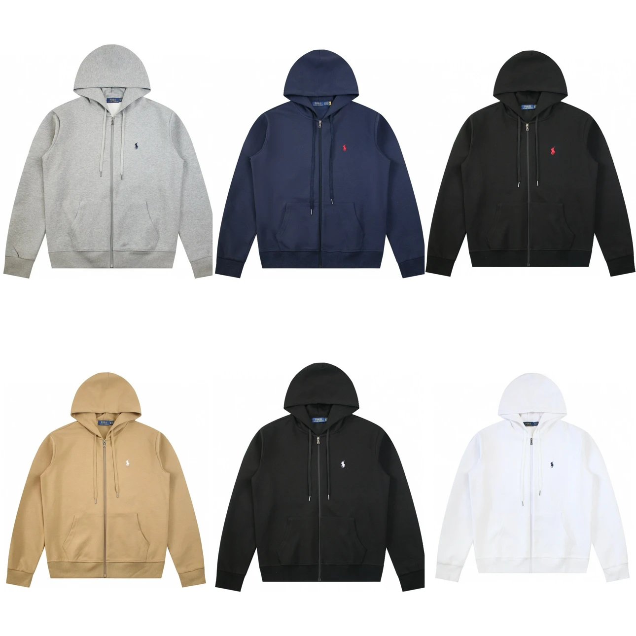 Ralph Lauren Hoodie Top Version Counter Same Style Heavy New Casual Zipper Cardigan Hoodie All-Match Loose Hoodie Trendy Pure Cotton