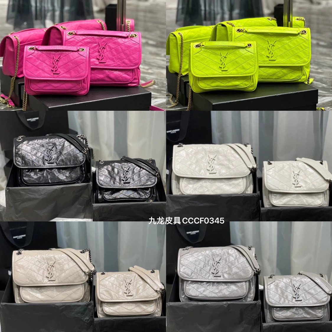 YSL Women's Bag Top version 【Premium Version】Classic hot selling product nikibaby_New Version Latest Color Matching niki Bag Fluorescent Green Barbie Pink Hobo Bag Shoulder Bag Messenger Bag New Niki Women's Bag New Version D Buckle Adjustment niki Medium