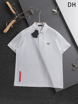 PRADA T-shirt Chest Triangle Mark logo Labeling POLO Shirt Lapel Short Sleeve25ss New Unisex Commuter Short Sleeve Summer Loose Fit T Business Shirt Plus Size T-Shirt