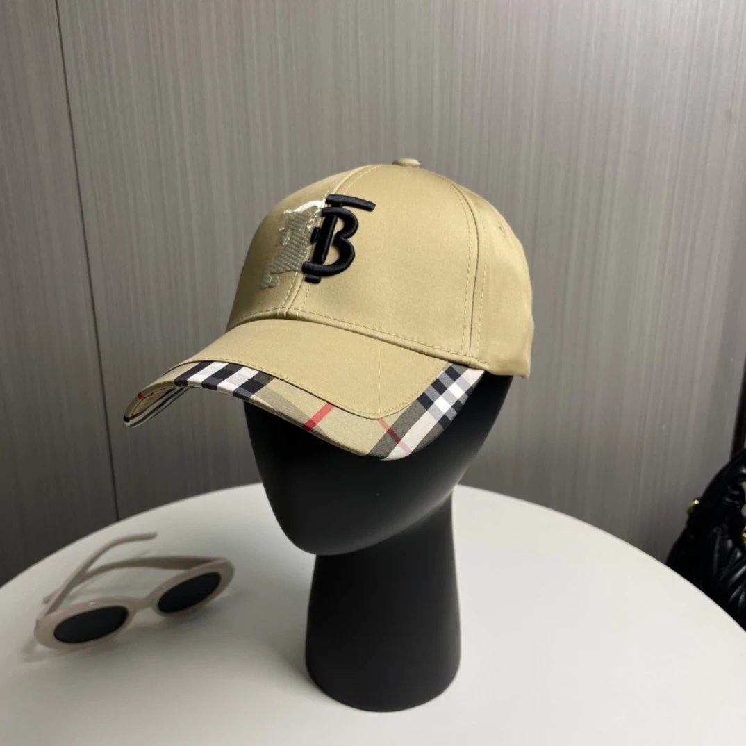 Burberry Hat B Words logo Baseball Cap Sunshade Sun Protection Duckbill Cap Unisex Couple Style Large Head Circumference Slimming Face Curved Brim Versatile Sports Hat