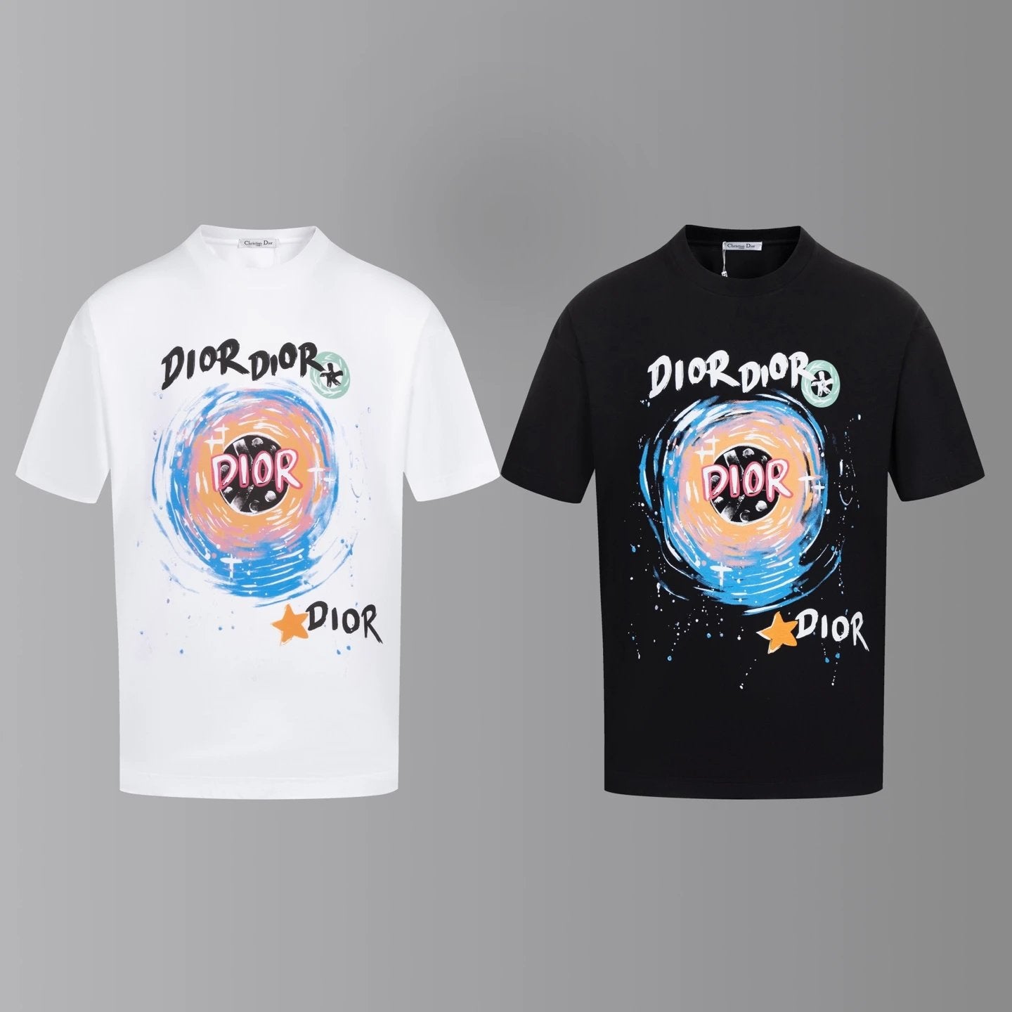 Dior T-shirt Hand-painted Letter Pattern Print on the Chest logo round Neck Short Sleeve25ss New pure cotton T Unisex T-Shirt OS Loose Fit Base Shirt Top Half Sleeve T-Shirt