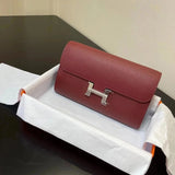 Hermes women's bag Top version New Kangkang Women's Bag epsom Leather Palm Print ConstanceToGoWoc Shoulder Crossbody Handbag Clutch Long Long Purse Wallet Dinner Bag