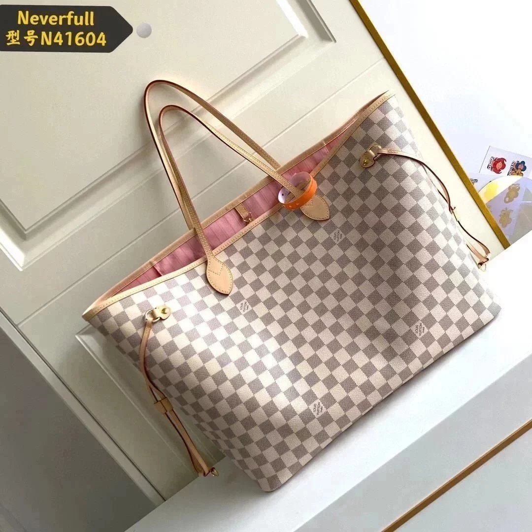 Louis Vuitton LV Women's Bag Top version Original Leather Large Presbyopic Chessboard Shopping Bag Shoulder Portable Mother and Child Bag Women's Bag M40990M40991M41180N41357N41604N41360neverfull Large Tote Bag