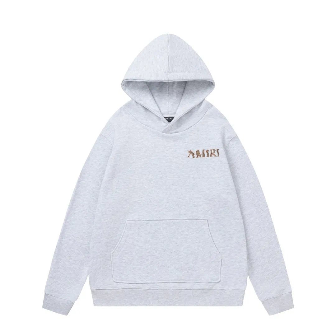 Amiri Hoodie 2024Autumn and Winter New Lace Embroidered Letter Pattern Hooded Sweater for Men and Women