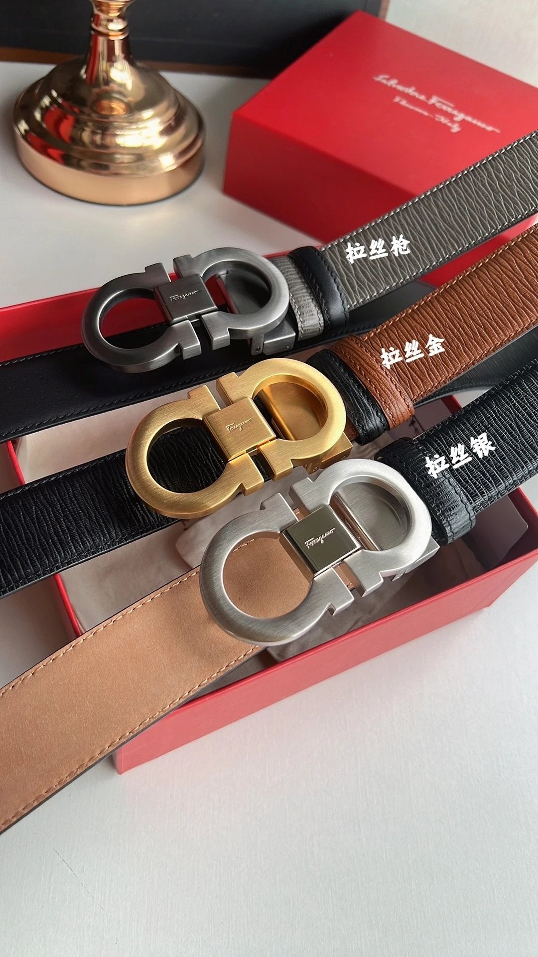 Ferragamo Belt Top version 【Full Package】Belt Width for Men and Women3.5cm with Chip nfc Anti-Counterfeiting Quality Counter Full Set Packaging Italian Double-Sided Cowhide Matching Boutique Brass Buckle Belt Pants Belt