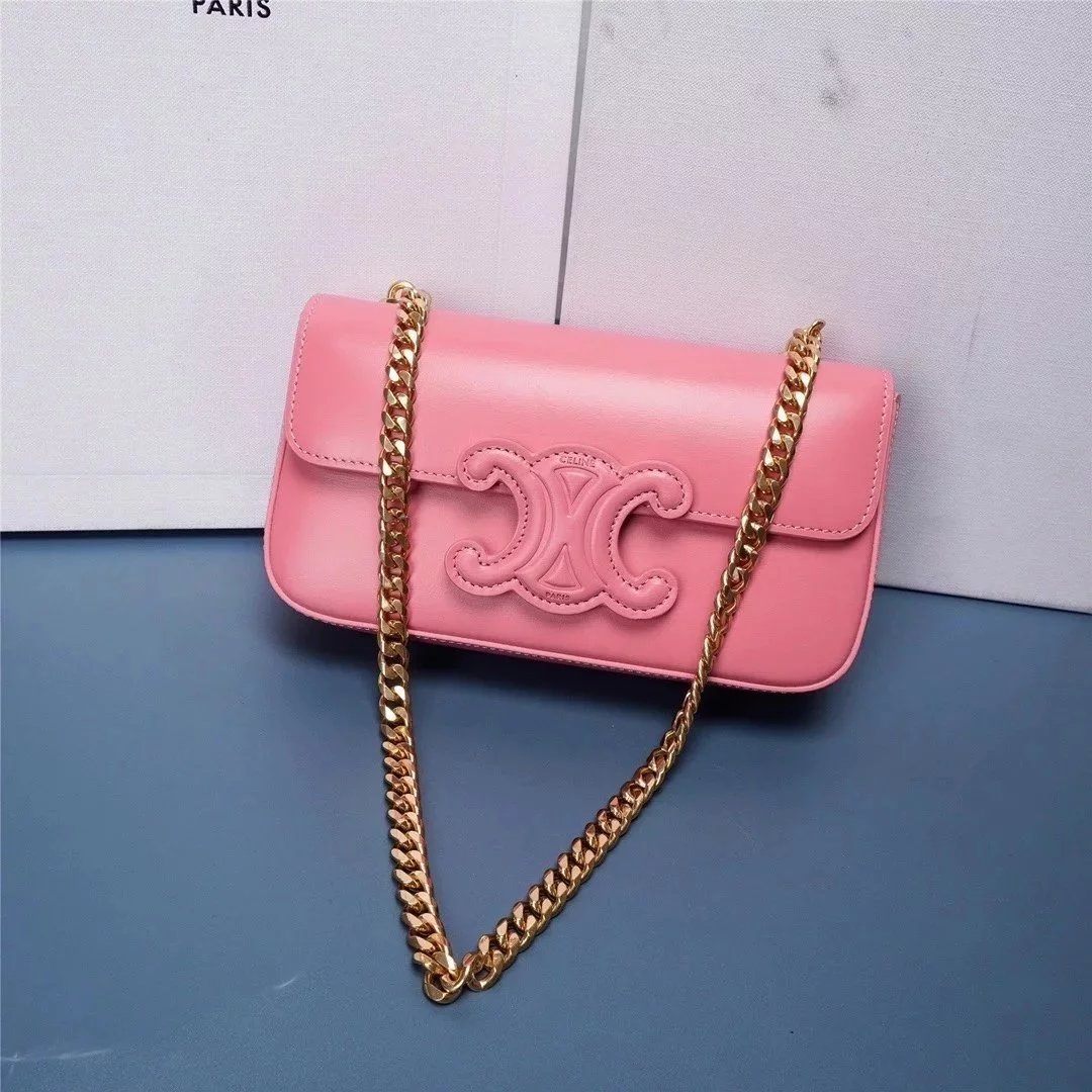 Celine women's bag Top version 【Surrogate Shopping Edition】2022Spring and Summer New Arc De Triomphe Underarm Bag Women's Bag Popular TRIOMPHE Arc De Triomphe Underarm Bag mini Chain Bag box Printed Cow Leather Clutch Square Bag Box Bag Shoulder Bag Cross