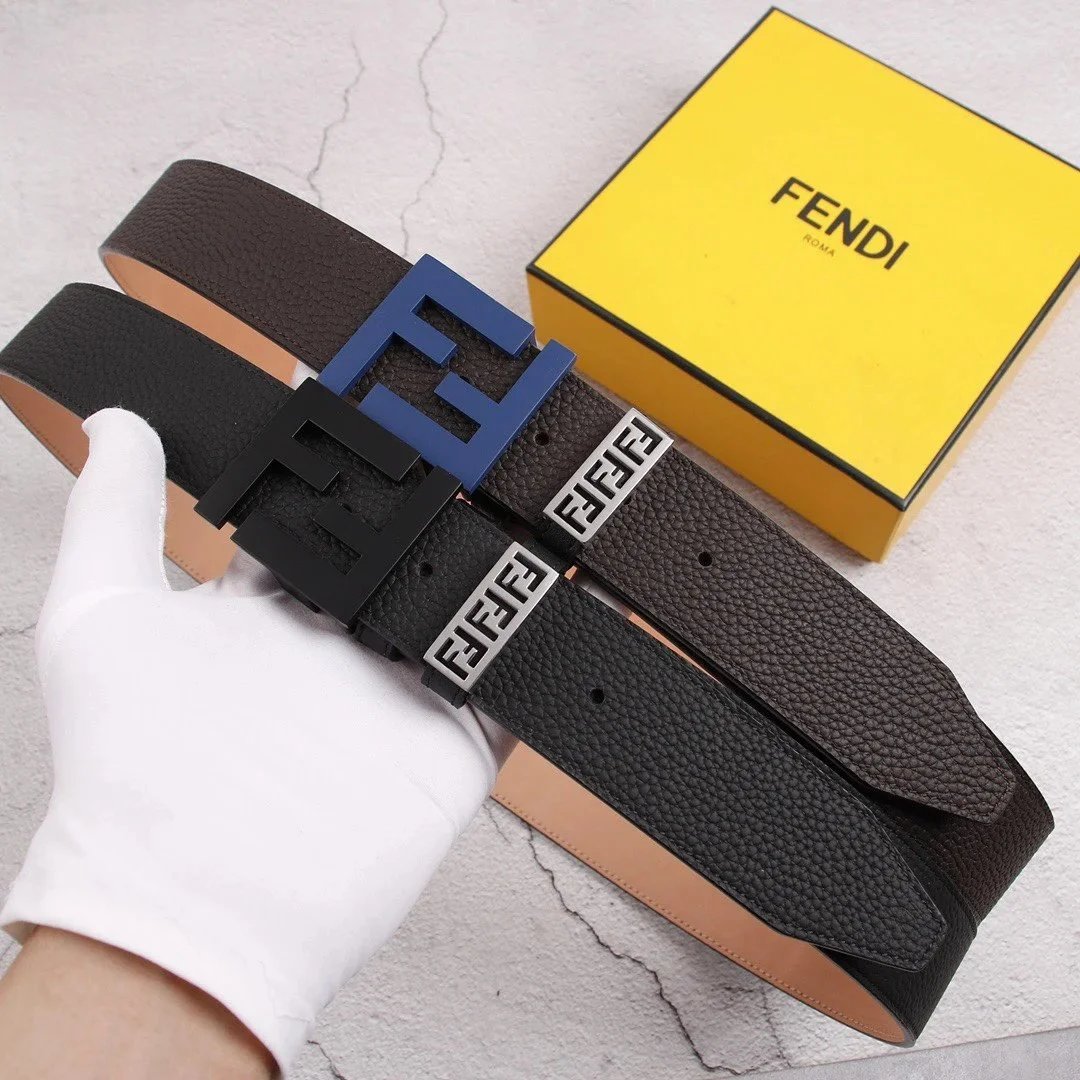 FENDI Belt Top version Belt Men's and Women's Belt Italy Imported Cowhide Leather Pure Original Leather Men's Belt Smooth Buckle Man's Belt3.8cm