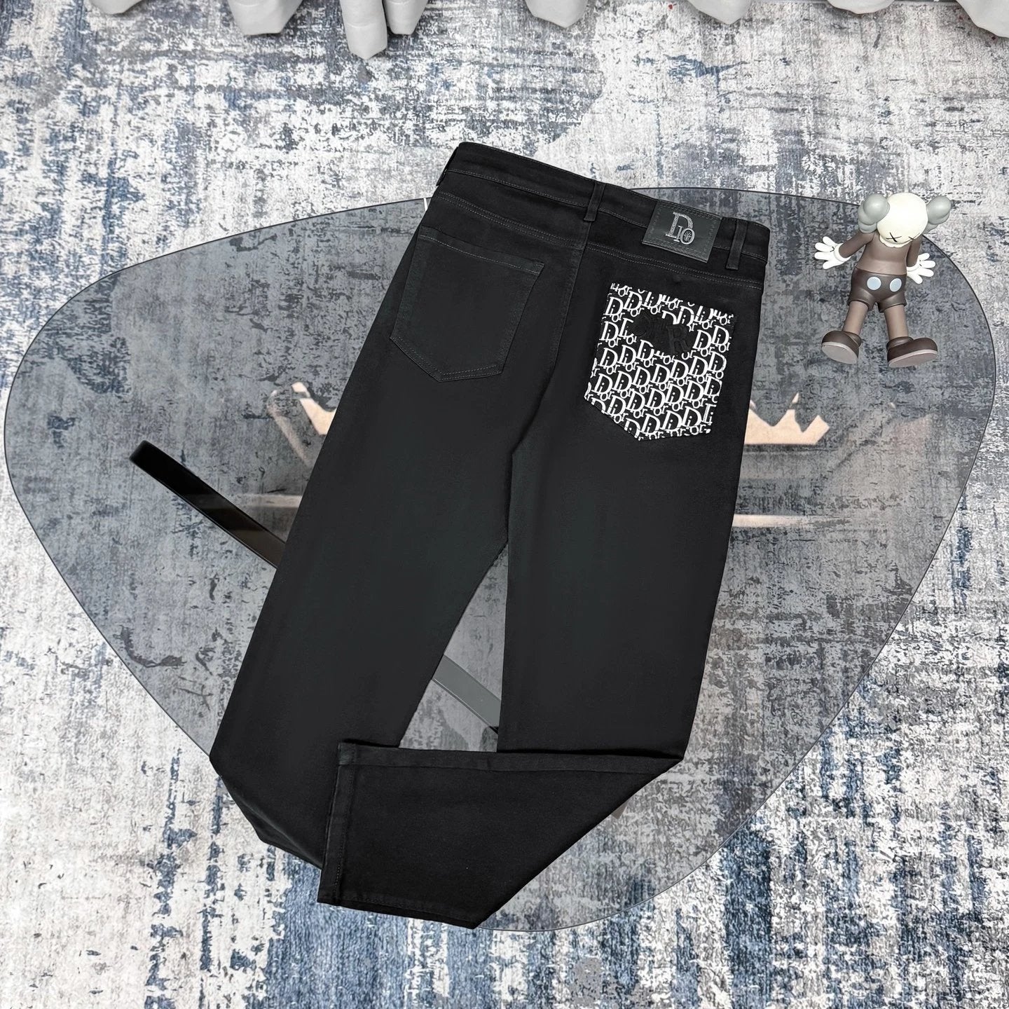 Dior Jeans Pocket Letter Embossed Print logo25ss Spring Summer New Straight Slim Fit Jeans Unisex Loose Fit Long Pants