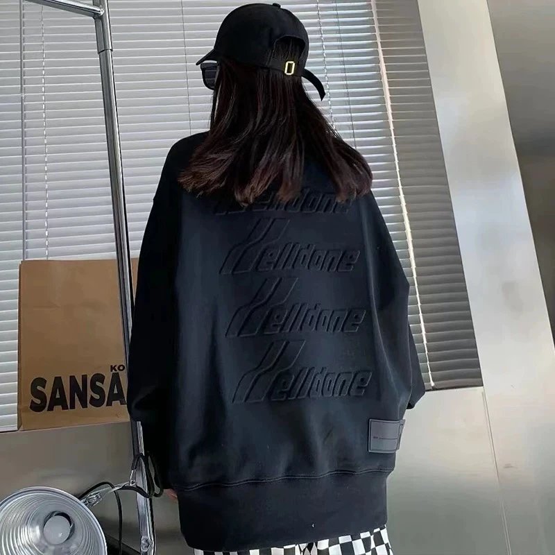 We11done Hoodie Top Version Relief Three-Dimensional Bullet Screen Letter Pullover Sweatshirt Tide ins Korean Style Fashion Brand Star Same Style Top Female