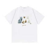 Givenchy T-shirt Three Cats Print on the Chest logo round Neck Short Sleeve25ss New pure cotton T Unisex T-Shirt OS Drop Shoulder Loose Fit Base Shirt Top T-Shirt Short Sleeve