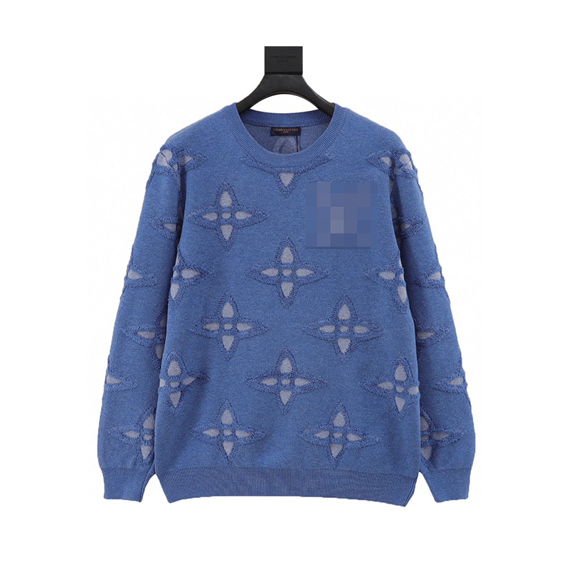 Louis Vuitton LV Sweater Blue Flower Clover round Neck Sweater for Men and Women