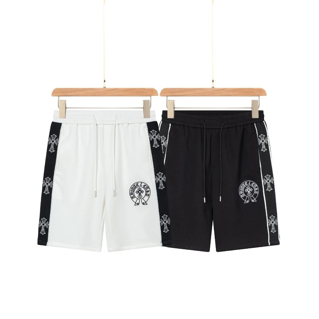 Chrome Hearts Shorts Front Sanskrit Text with Side Pattern Woven Ribbon Embroidery logo Five-point Shorts25ss New Drawstring Casual Pants for Men and Women, Summer Style5Two-in-One Casual Sweatpants Pure Cotton Joggers