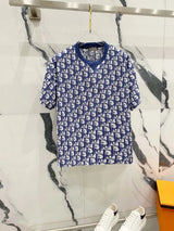 Dior T-shirt Towel Fabric Fully Printed with Old Flower Letters LOGO Logo Crew Neck Short Sleeve25ss New Pure Cotton Unisex Style T T-shirt OS Loose Fit Base Shirt Top Half Sleeve T-Shirt
