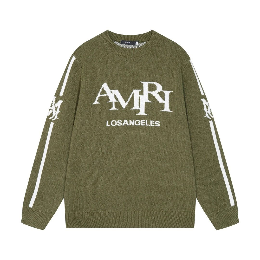 Amiri Sweater 2024Autumn and Winter New Front Letters logo Letter Jacquard Knitted Sweater for Men and Women