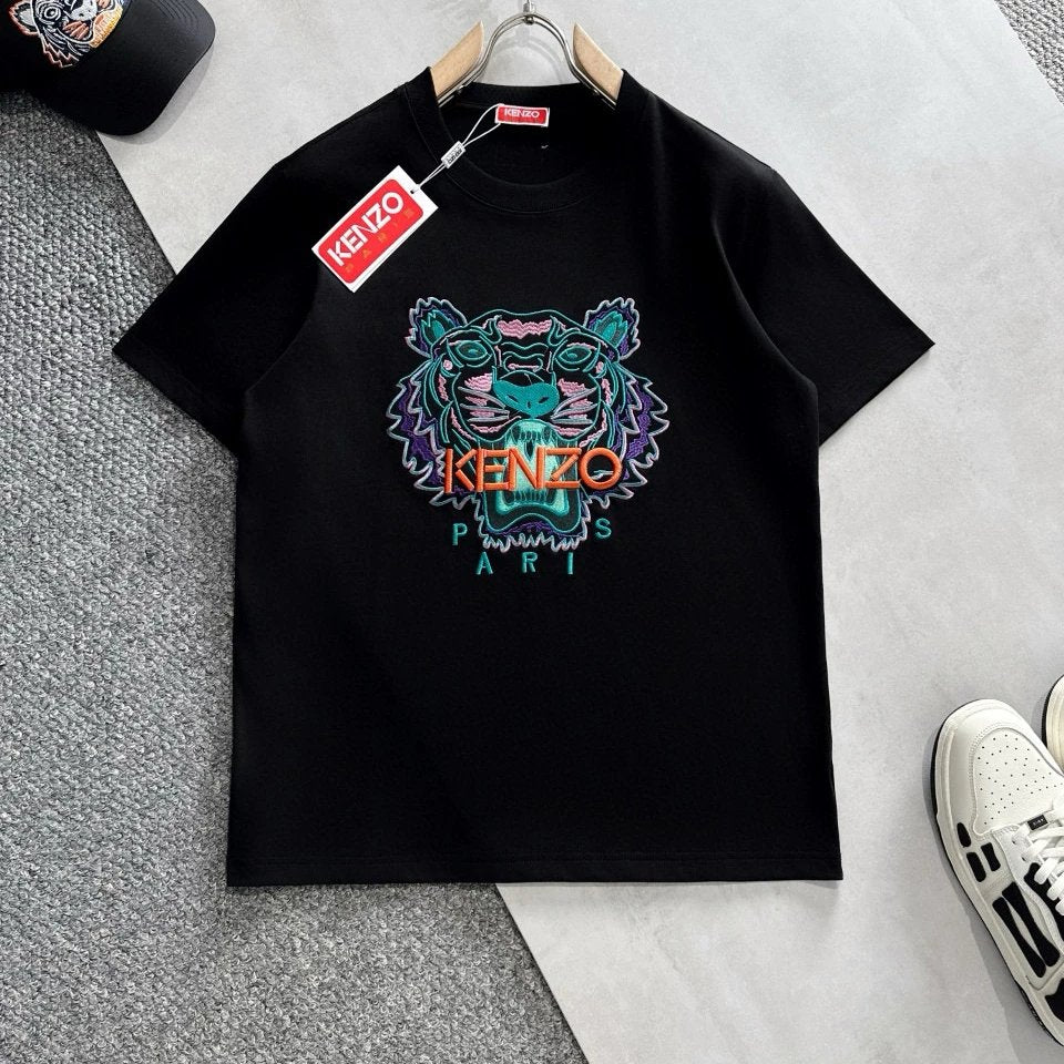 Kenzo T-shirt Top Version Tiger Head Embroidery Counter Same Style Pure Cotton Summer Men and Women Same Style Fashion Loose All-Matching2024New Short Sleeve T T-shirt