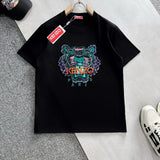 Kenzo T-shirt Top Version Tiger Head Embroidery Counter Same Style Pure Cotton Summer Men and Women Same Style Fashion Loose All-Matching2024New Short Sleeve T T-shirt