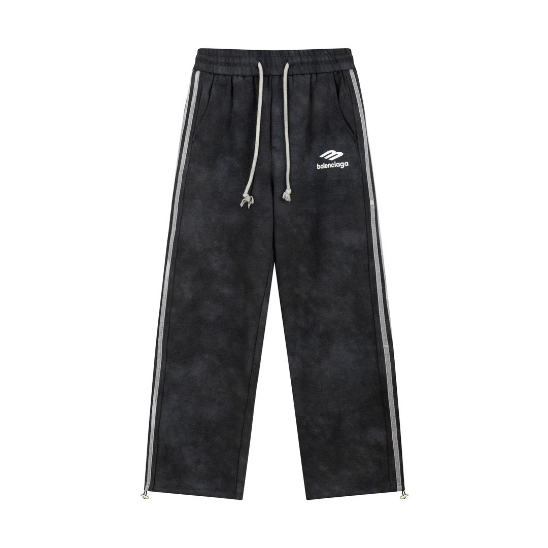 Balenciaga Sweatpants Fleece Lined Thickened Straight Leg Sweatpants Sports Pants Autumn Unisex Long Pants Drawstring Winter Loose Plus Size Casual Pants High Waist Color Block