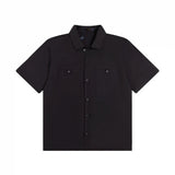 Louis Vuitton LV Shirt Pocket Embossed Texture logo Shijia Turn-down Collar Short Sleeve Shirt Unisex Versatile Business Casual Slim Fit Jacket