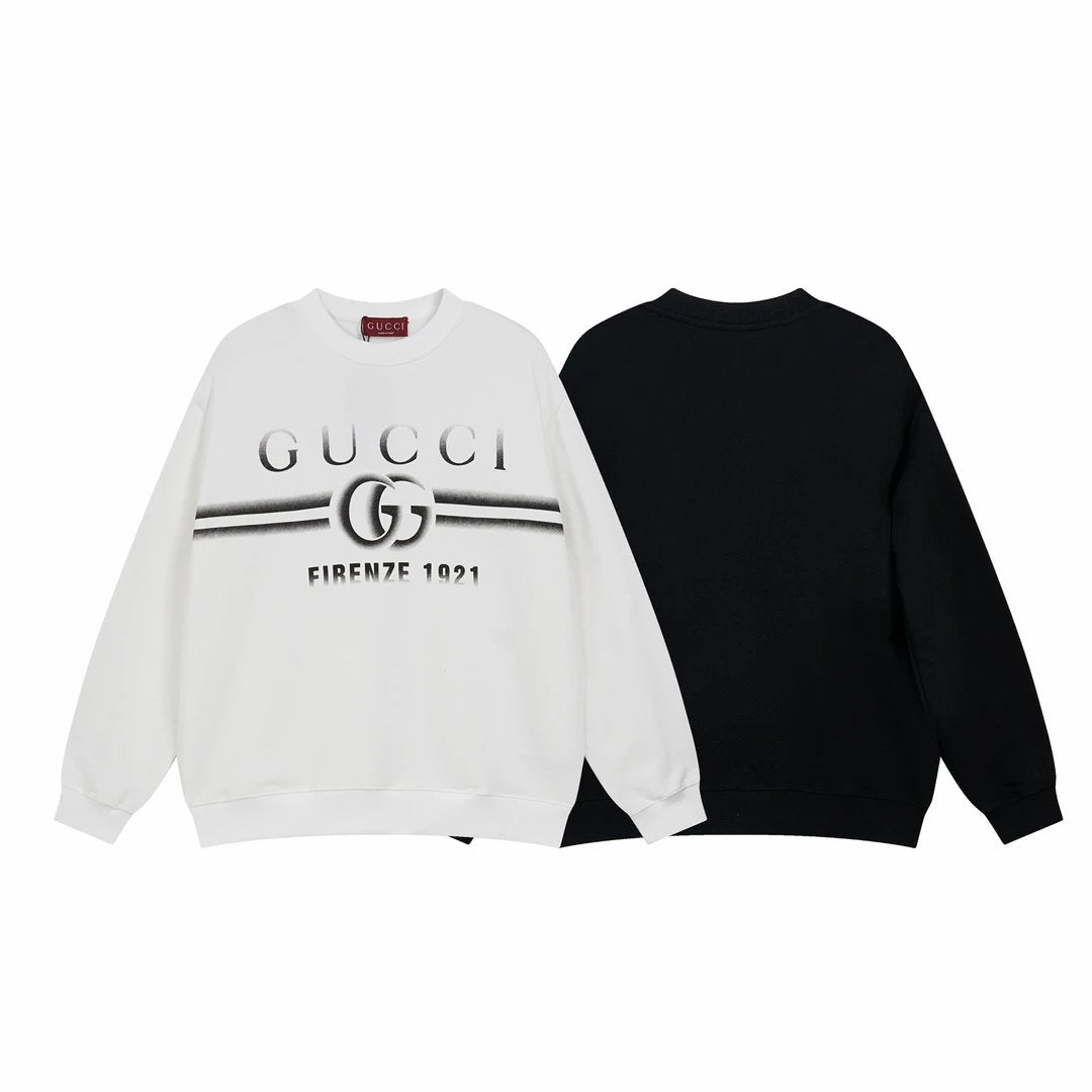 Gucci Hoodie Striped Chest logo Round Neck Sweatshirt Long Sleeve Base Shirt Jacket Top Fashion Unisex Sports Casual Loose Fit Versatile Autumn Winter New Arrival