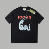 Gucci T-shirt Year of the Snake Limited Edition Chest Print logo round Neck Short Sleeve25ss New Pure Cotton Unisex Style T Casual T-Shirt Base Layer Shirt OS Loose Fit Short Sleeve Top