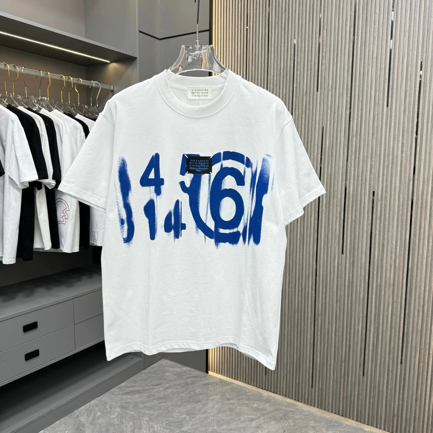 Maison Margiela T-shirt Chest Number Dot Print logo round Neck Short Sleeve25ss New Pure Cotton Unisex Style T Casual T-Shirt Base Layer Shirt OS Loose Fit Half Sleeve Top Plus Size