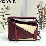 LOEWE Women's Bag Top version 【Level Surrogate Shopping】puzzle Geometric Bag Women's Bag mini18cm Mini Geometric Bag Crossbody Bag Small Size24cm Medium29cm Splicing Box Bag loewe Classic Geometric Crossbody Bag