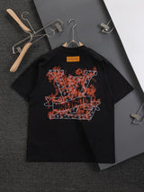 Louis Vuitton LV T-shirt Back Flame Halo Flat Line Letter Embroidery logo round Neck Short Sleeve25ss New pure cotton T Unisex T-Shirt OS Drop Shoulder Loose Fit Base Shirt Top T-Shirt Short Sleeve