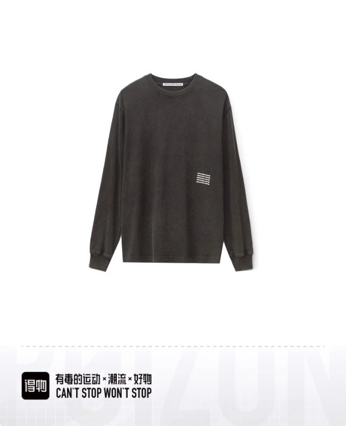 Alexander Wang Hoodie Top Version Foam Letters logo Washed Old Long Sleeves T T-shirt round Neck Men and Women Same Style