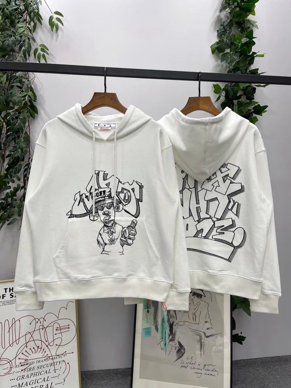 OFF -White Hoodie Top Version Counter Same Style Heavy New Casual Hooded Sweater Versatile Loose Hoodie Trendy Pure Cotton