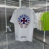 Chrome Hearts T-shirt Front and Back Burnt Flower Patchwork Embroidery logo round Neck Short Sleeve25ss New Pure Cotton Unisex Style T T-shirt OS Loose Fit Base Shirt Half Sleeve T-Shirt Top Half Sleeve