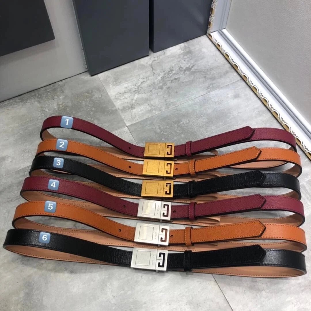 Givenchy Belt Top version New Women's Leather Belt First Layer Cowhide Trendy All-Matching2.0Narrow Belt Thin