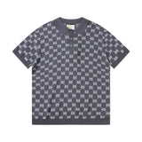Gucci T-shirt Allover Jacquard logo Knitting POLO Shirt Lapel Short Sleeve25ss New Unisex Summer Short Sleeve OS Loose T Business Half Sleeve Shirt Plus Size T-Shirt