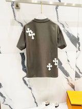 Chrome Hearts T-shirt Front and Rear Stickers logo round Neck Short Sleeve25ss New pure cotton T Unisex T-Shirt OS Loose Fit Base Shirt Top Half Sleeve T-Shirt