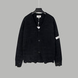 Maison Margiela Sweater Sleeve Patch Distressed Cardigan Sweater Loose Versatile Knitwear Large V Collared Jacket Coat os Unisex Sweater with Various Styles24ss Autumn and Winter New Products