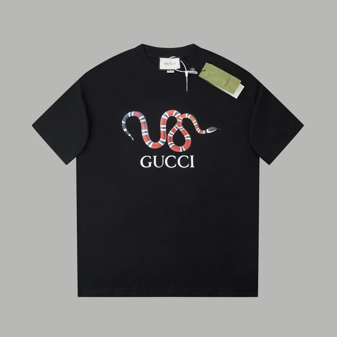 Gucci T-shirt Coiled Snake Pattern Print logo Year of the Snake Limited Edition Crew Neck Short Sleeve25ss New Pure Cotton Unisex Style T T-shirt OS Loose Fit Base Shirt Half Sleeve T-Shirt Top