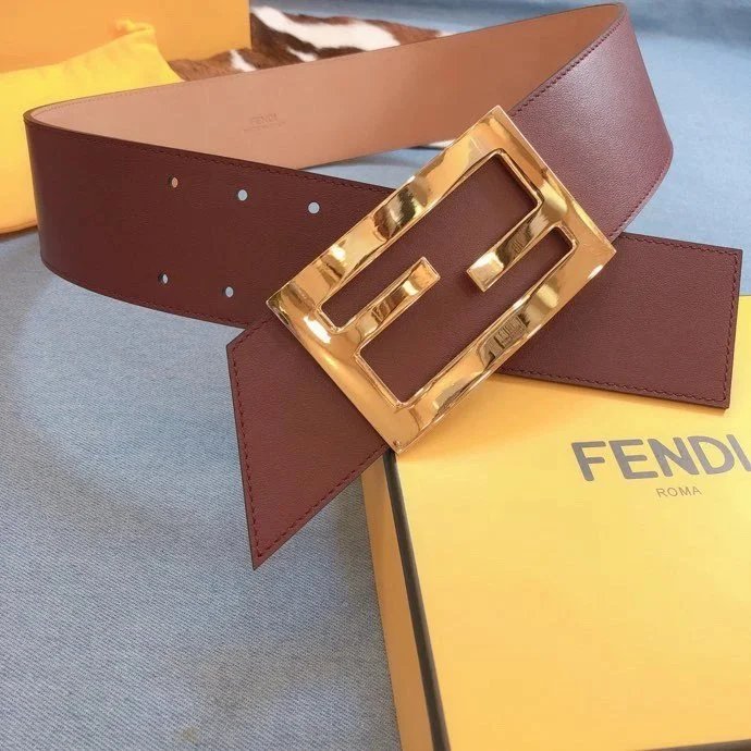 FENDI Belt Top version Belt6.0cm Wide Women's Belt Imported Cowhide Leather Pure Original Leather Women's Belt Smooth Buckle Women's Wide Belt Wide Belt Dior Belt Women's