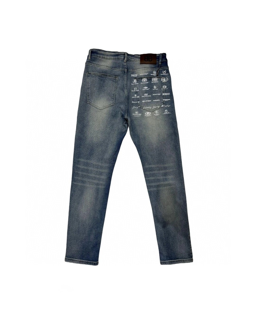 Balenciaga Jeans Back Waist Bullet Screen Print logo25ss Spring Summer New Straight Leg Jeans Unisex Slim Fit Long Pants Loose