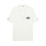 Alo Yoga T-shirt Plastic Letters on Chest logoPOLO Shirt Lapel Short Sleeve25ss New Unisex Commuter Short Sleeve Summer Loose Fit T Business Shirt Plus Size T-Shirt
