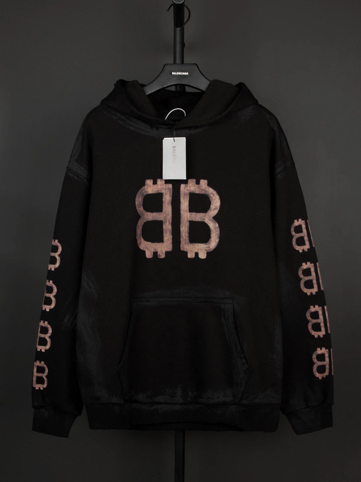 Balenciaga Hoodie Front and Rear Pair B Bitcoin Hoodie460100% Cotton Pullover Hoodie os Stylish Sports Inner Layer Top Unisex24ss Autumn and Winter New Products